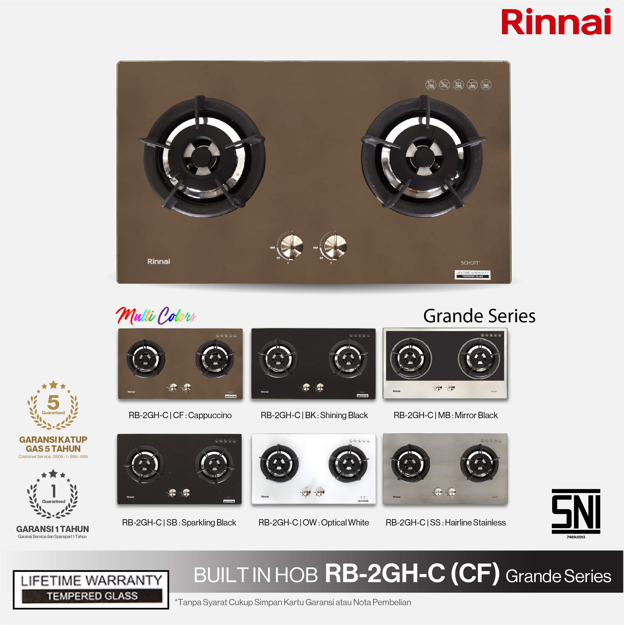 Rinnai Kompor Tanam 2 Tungku Grande - RB2GH CF